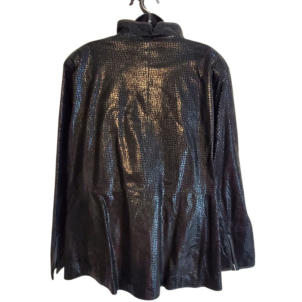 Bradley By Bradley Bayou Black Genuine Leather Jacket Embossed Texture Size 2XL - Picture 4 of 15